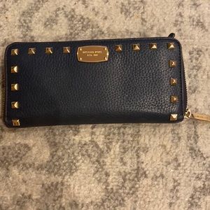 Pre Owned Michael Kors studded navy blue wallet